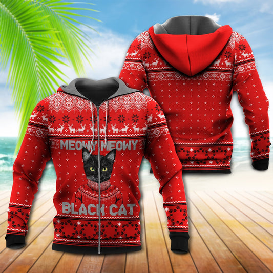 Cat Christmas Meowy Hoodie For Festive Streetwear Winter Outings And Christmas Celebrations