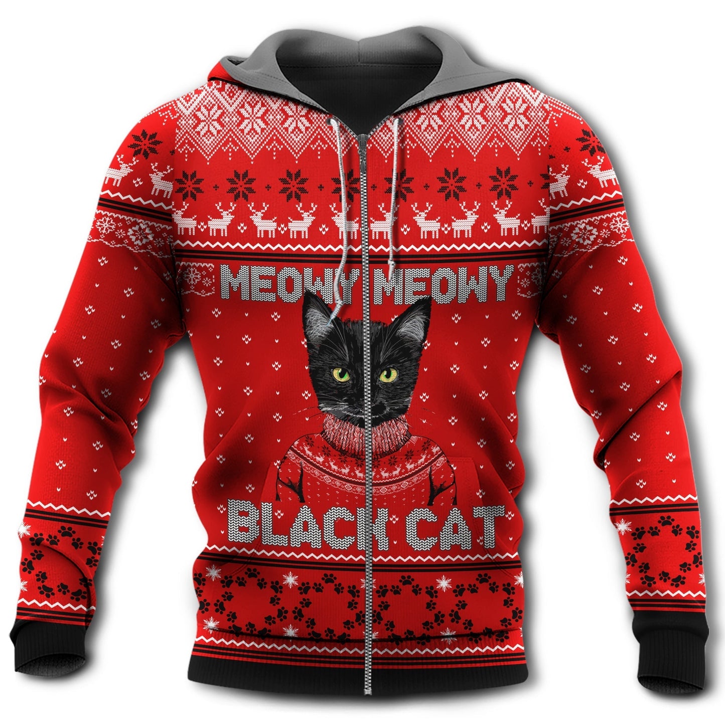 Cat Christmas Meowy Hoodie For Festive Streetwear Winter Outings And Christmas Celebrations