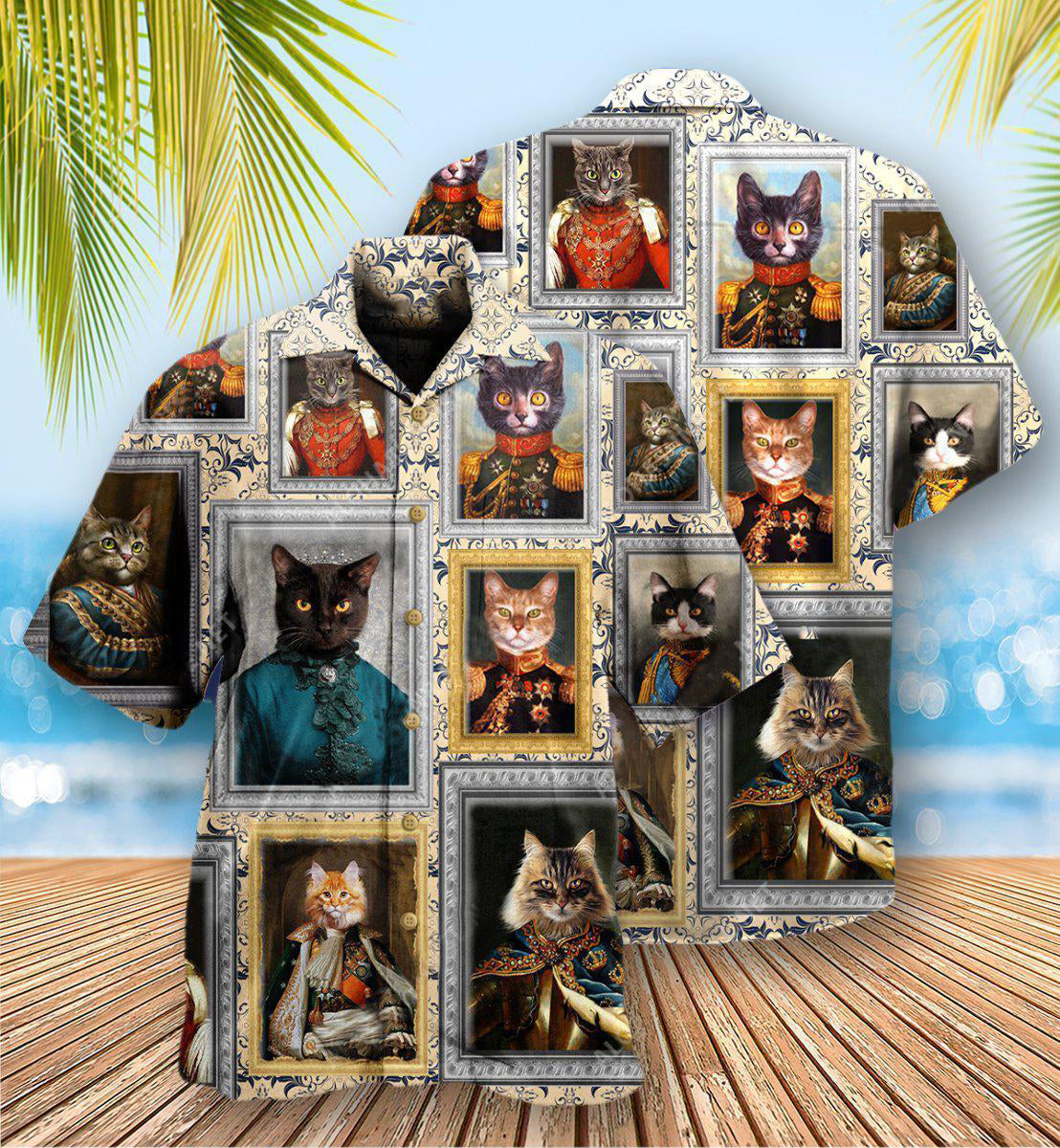 Cat Noble Aristocrat Hawaiian Shirt Pattern View For Lightweight Everyday Style