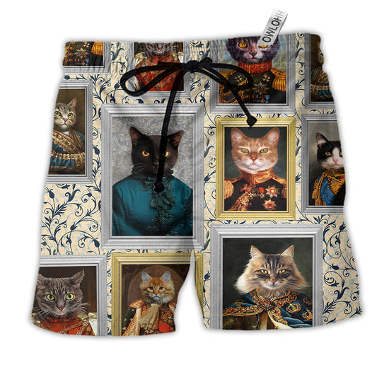 Cat Noble Aristocrat Be Good Hawaiian Print Beach Shorts For Wildlife Inspired Summer Style