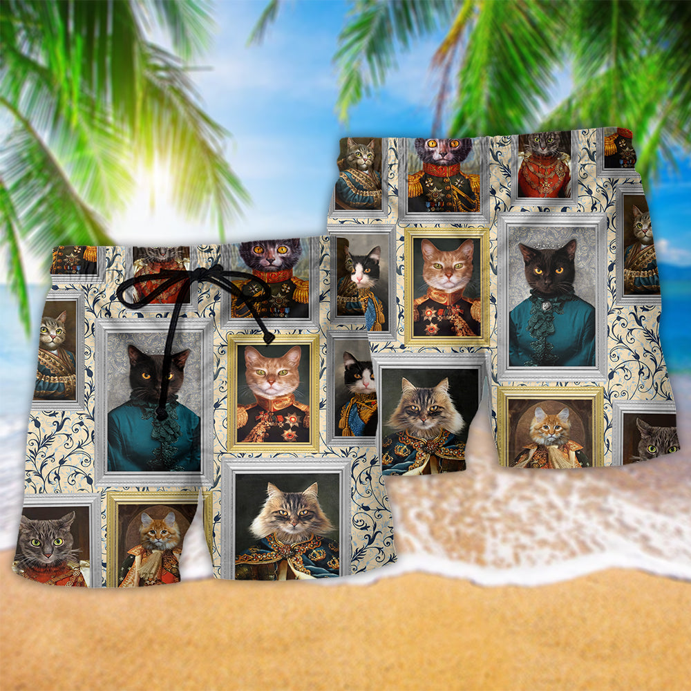 Cat Noble Aristocrat Be Good Hawaiian Print Beach Shorts For Beach Days And Casual Travel