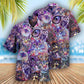 Purple Cat Psychedelic Hawaiian Shirt Artwork Detail For Tropical Trips And Casual Outings