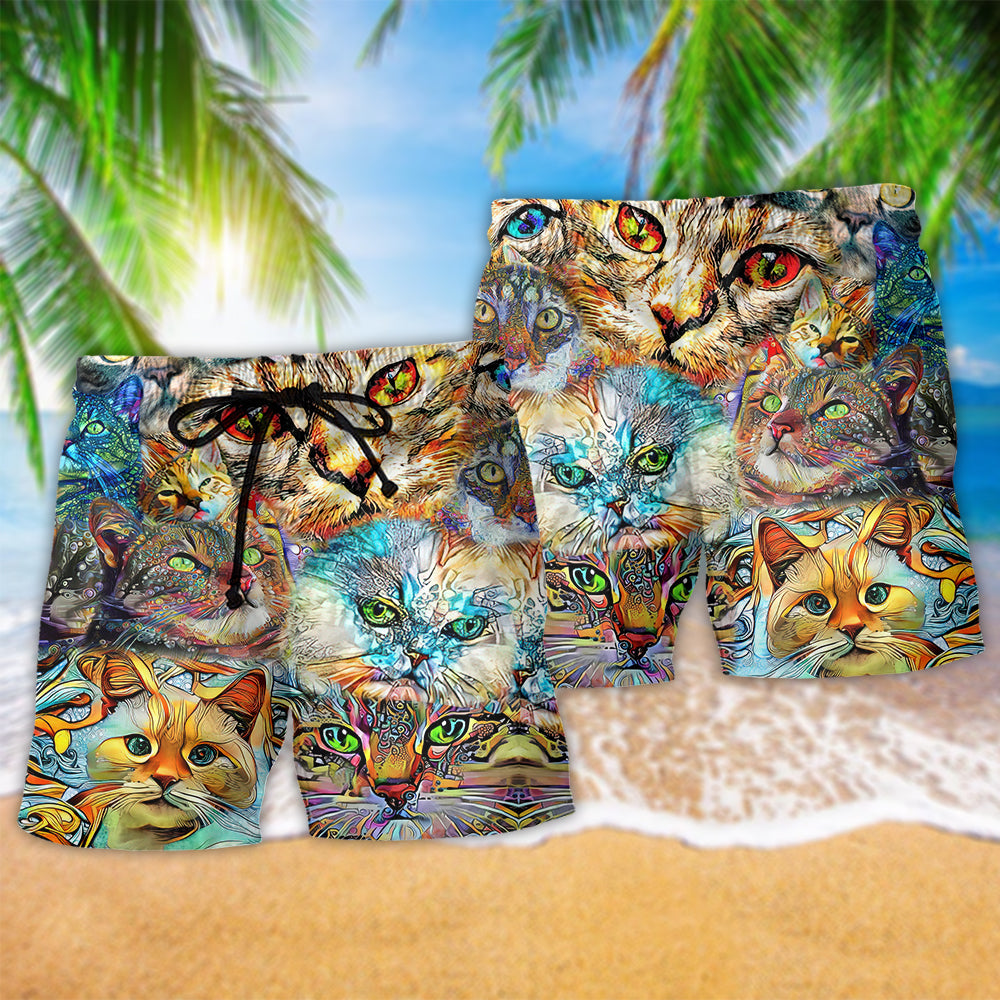 Cat Real Men Love Cats Hawaiian Print Beach Shorts For Sunny Getaways And Gifting
