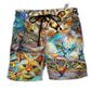 Cat Real Men Love Cats Hawaiian Print Beach Shorts For Relaxed Warm Weather Wear