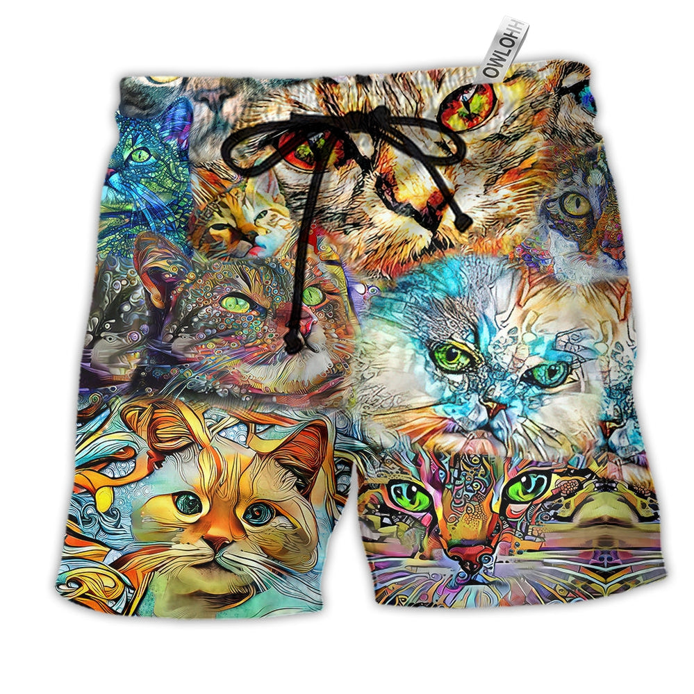 Cat Real Men Love Cats Hawaiian Print Beach Shorts For Relaxed Warm Weather Wear