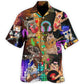 Rocker Cat Music Hawaiian Shirt For Island Vacations, Resort Wear, And Relaxed Seasonal Style
