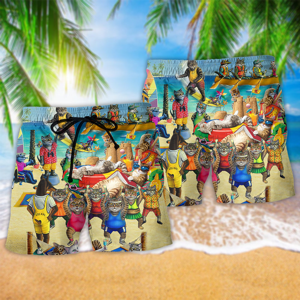 Cat Sky Sand Balance Beach Shorts Pattern Detail For Everyday Outings And Comfortable Daily Wear