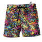 Cat Smile Colorful Cats Hawaiian Print Beach Shorts For Wildlife Inspired Summer Style