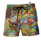 Cat So Colorful Lover Hawaiian Print Beach Shorts For Relaxed Warm Weather Wear