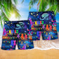 Christmas Cat Rooftop Beach Shorts Pattern Detail For Seaside Leisure And Leisure And Relaxation