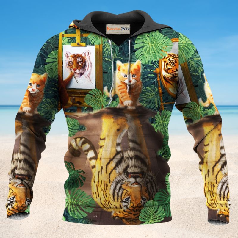 Strong Cat Baby Tiger Hoodie For Wildlife Themes Travel Days And Comfortable Casual Style
