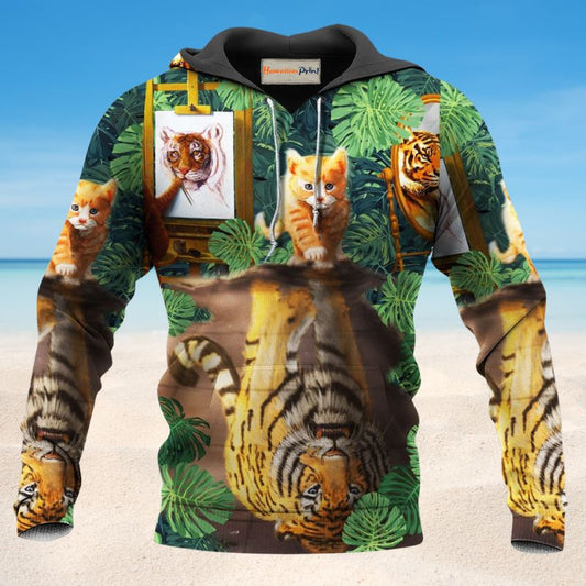 Strong Cat Baby Tiger Hoodie For Wildlife Themes Travel Days And Comfortable Casual Style