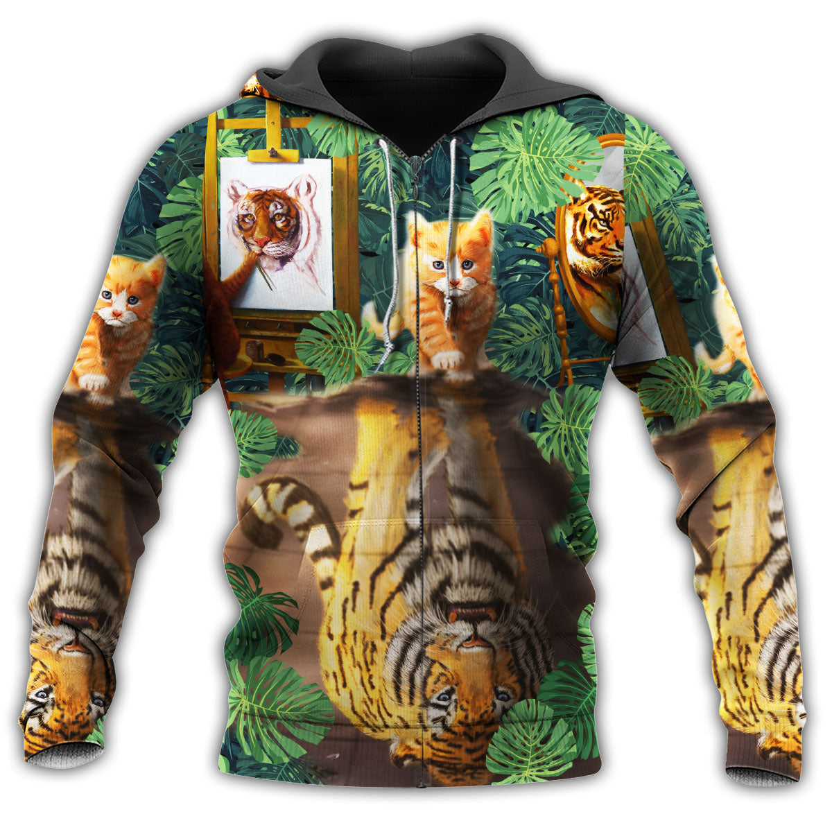 Strong Cat Baby Tiger Hoodie For Wildlife Themes Travel Days And Comfortable Casual Style