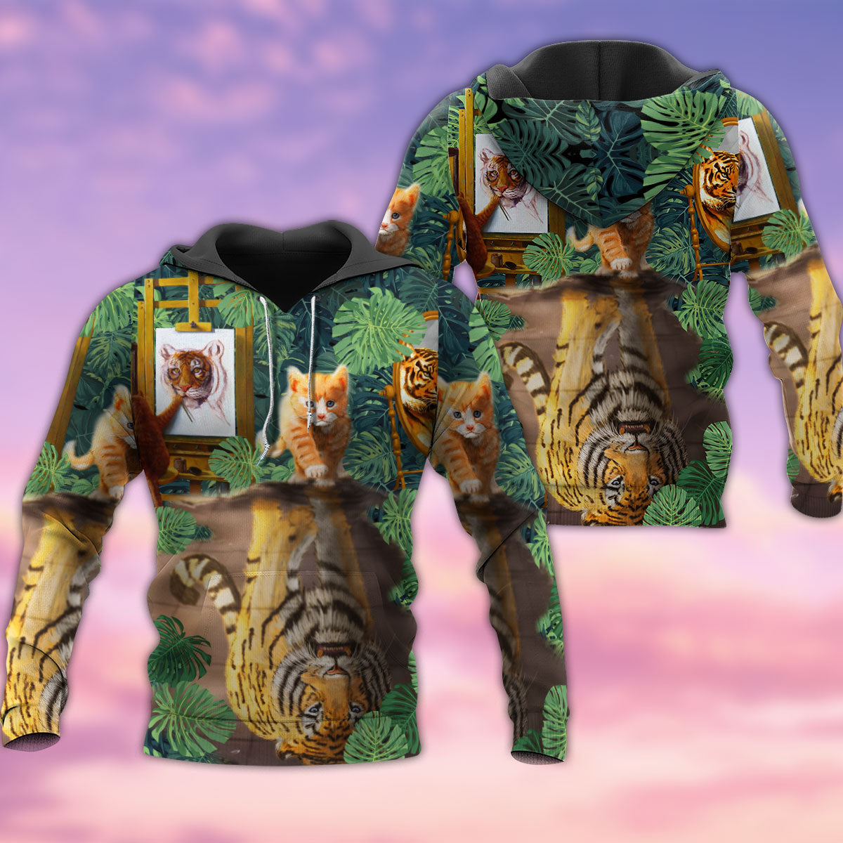 Strong Cat Baby Tiger Hoodie For Wildlife Themes Travel Days And Comfortable Casual Style