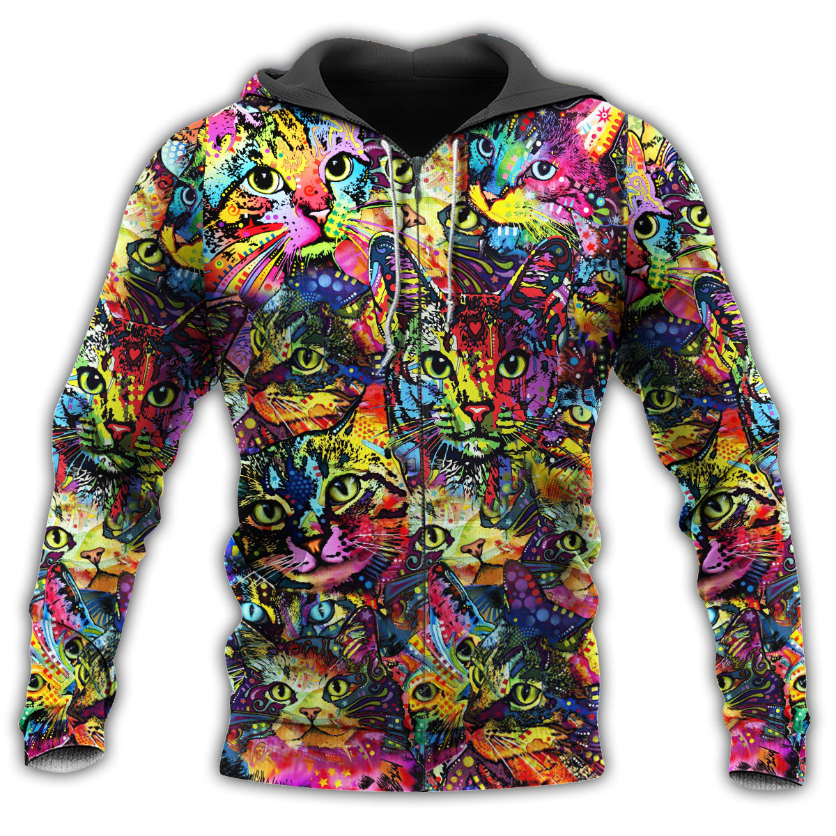 Cat Color Combination Smile Hoodie For Animal Enthusiasts Outdoor Activities And Daily Wear