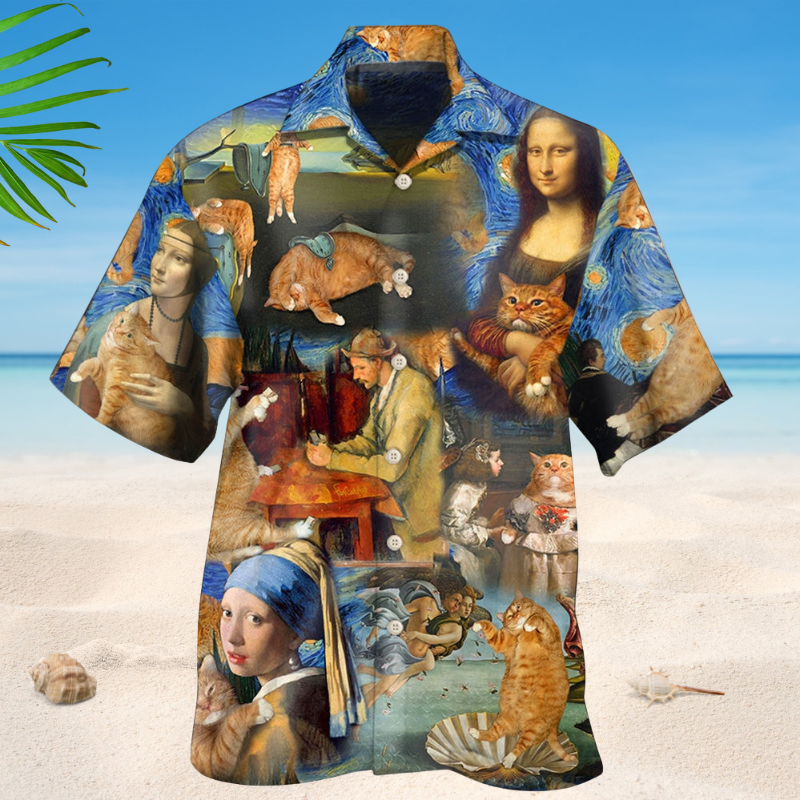 Creative Cat Hawaiian Shirt For Resort Trips, Coastal Parties, And Warm Weather Style