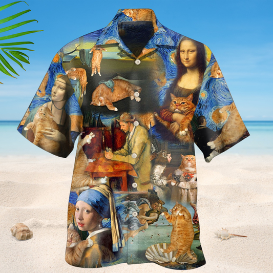 Creative Cat Hawaiian Shirt For Resort Trips, Coastal Parties, And Warm Weather Style