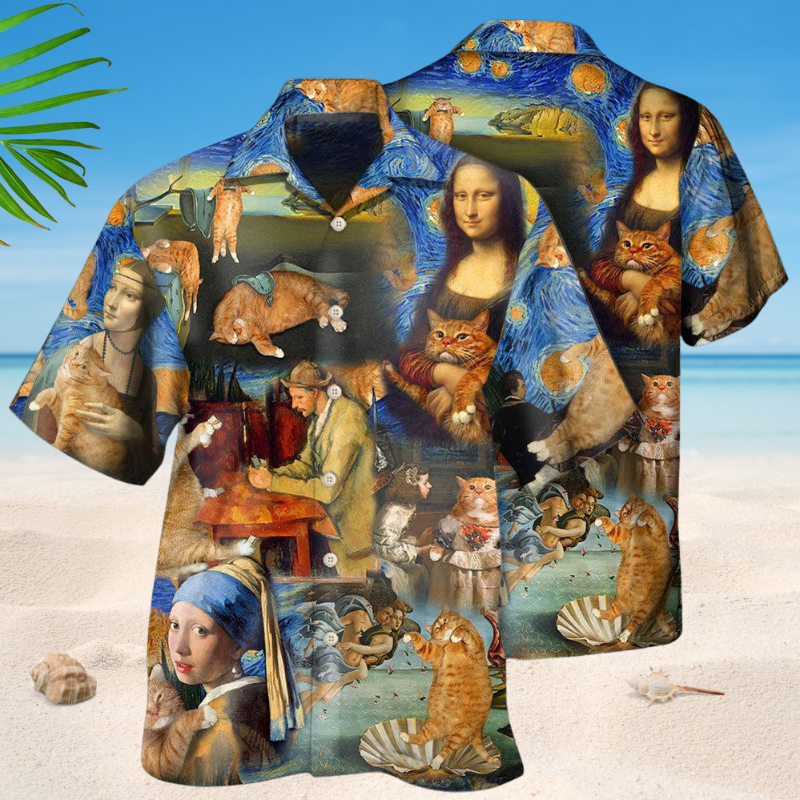 Creative Cat Hawaiian Shirt For Resort Trips, Coastal Parties, And Warm Weather Style
