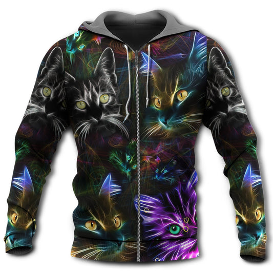 Neon Cat Glow Hoodie For Wildlife Themes Travel Days And Comfortable Casual Style