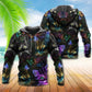 Neon Cat Glow Hoodie For Wildlife Themes Travel Days And Comfortable Casual Style