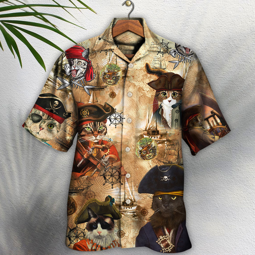 Cat Pirate Vintage Cool Hawaiian Shirt For Tropical Holiday, Warm Weather Outing, And Memorable Gifting