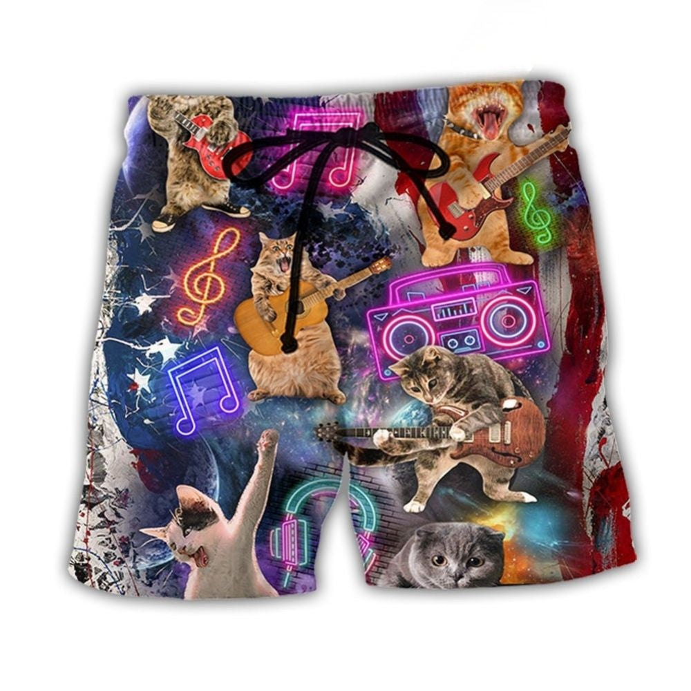 Cat Rocker USA Independence Day Fun Beach Shorts Print Detail For Beach Activities And Vacation Wear