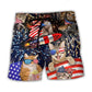 Cat USA Independence Day Fireworks Beach Shorts Design View For Comfortable Resort And Beach Styling