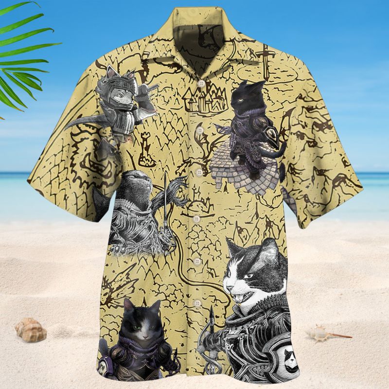 Cat Warrior Strong Hawaiian Shirt For Tropical Holidays, Outdoor Gatherings, And Everyday Comfort