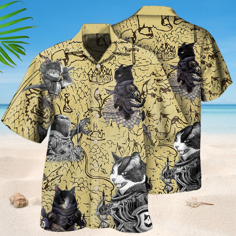 Cat Warrior Strong Hawaiian Shirt For Tropical Holidays, Outdoor Gatherings, And Everyday Comfort