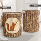Cat Bark Wood Classic Laundry Basket For Nursery Dorm And Home Storage