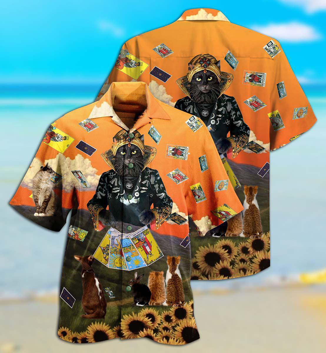 Cat Tarot Hawaiian Shirt For Coastal Adventures And Warm Weather Wear
