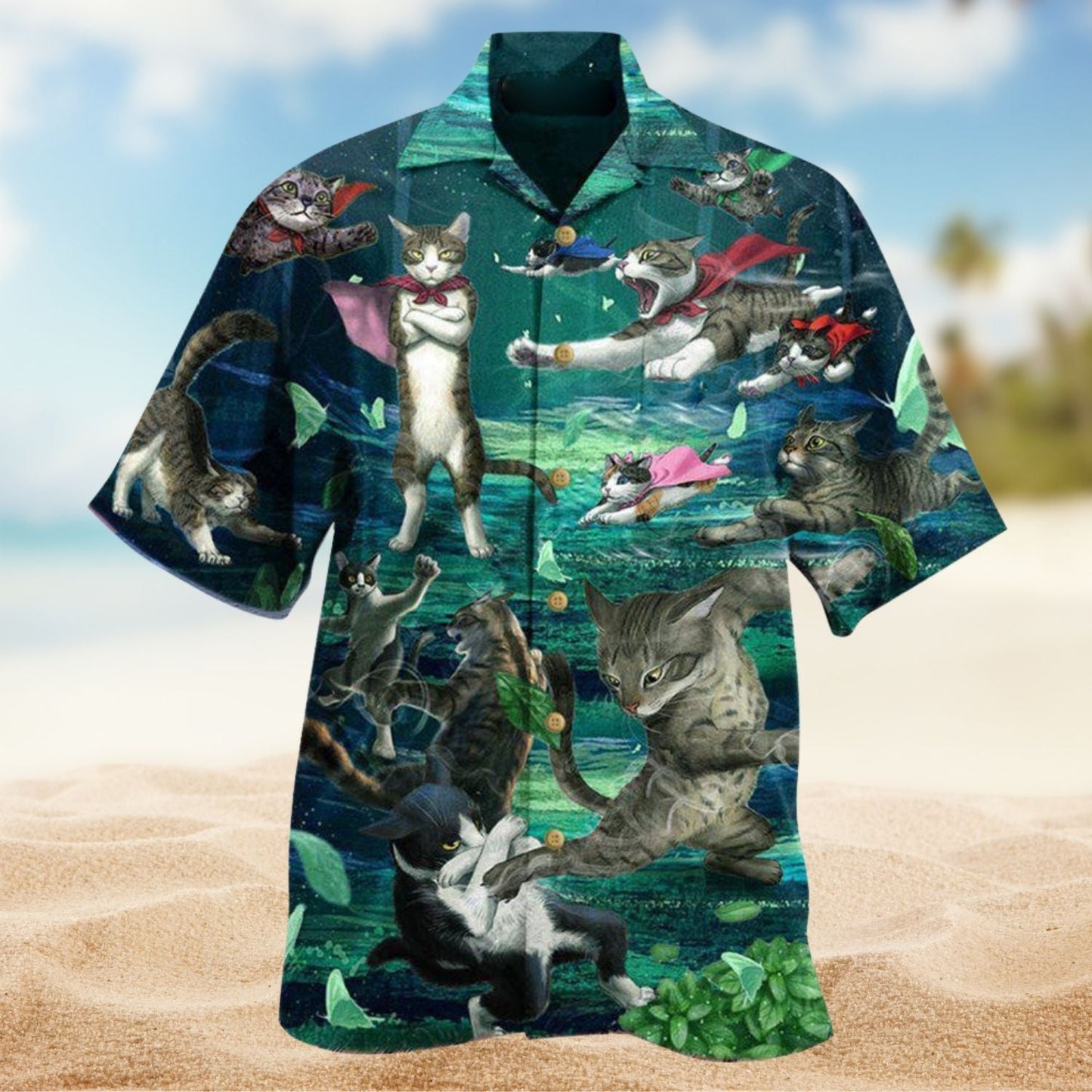 Cats Epic Fight Hawaiian Shirt For Island Getaways Outdoor Events And Thoughtful Animal Lover Gifts