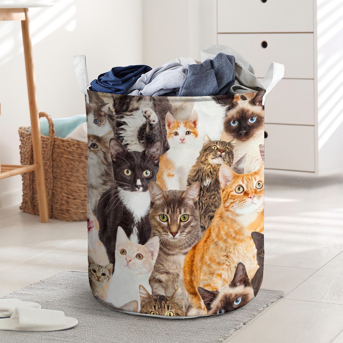 Many Cute Cats Laundry Basket For Bathroom Bedroom Storage