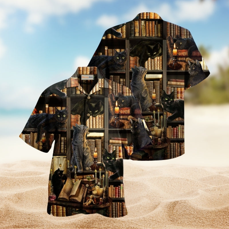 Cats Love Book Every Time Hawaiian Shirt For Tropical Travel Outdoor Parties And Relaxed Casual Wear