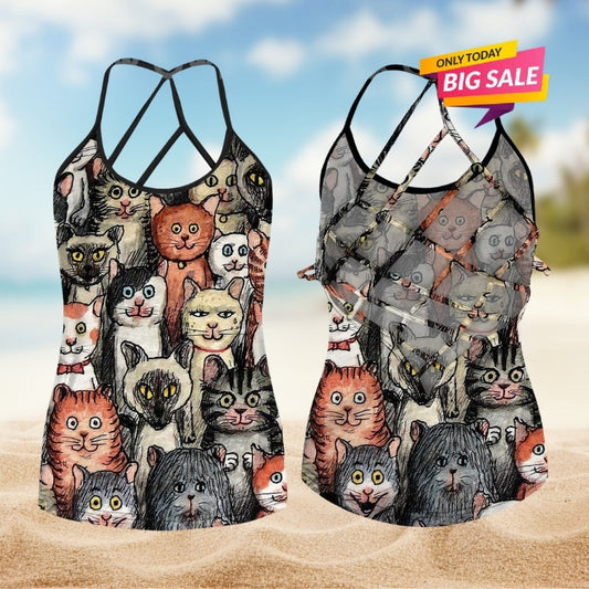 Cats Love Hollow Tank Top For Yoga Workouts And Casual Wear