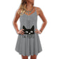 Cats Love Love V-Neck Sleeveless Cami Dress For Summer Vacations And Casual Everyday Wear