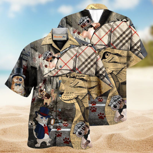 Cats Master Detective Hawaiian Shirt For Beach Holidays Wildlife Lovers And Distinctive Summer Style