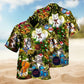 Colorful Tropical Frog Fun Hawaiian Shirt Pattern Detail For Tropical Vacations