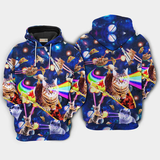 Cats Riding Food Space Hoodie For Imaginative Themes Everyday Wear And Thoughtful Gifts