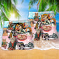 Cat Samurai With Ramen Beach Shorts Pattern View For Weekend Trips And Outdoor Activities