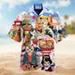 Cats Samurai With Ramen Hawaiian Shirt For Resort Travel Summer Events And Thoughtful Casual Gifting