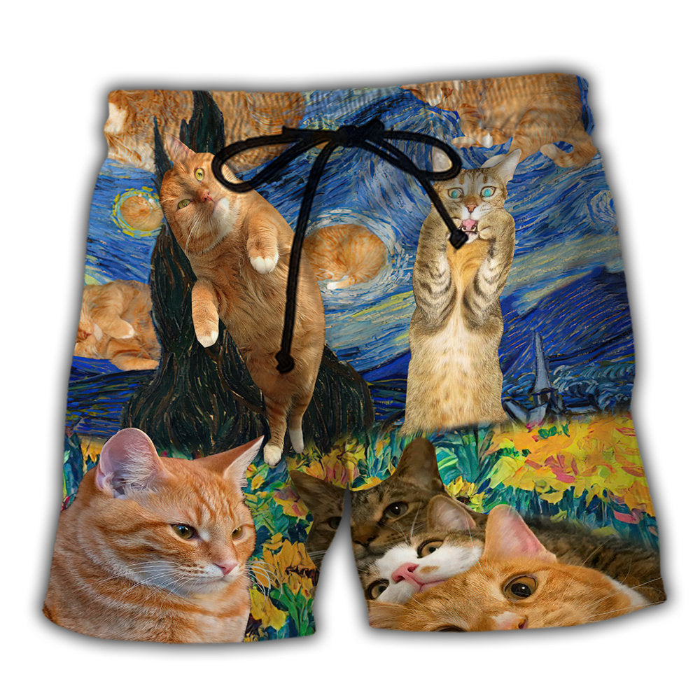 Dreamy Cat Starry Beach Shorts For Oceanfront Weekends And Thoughtful Gift Giving