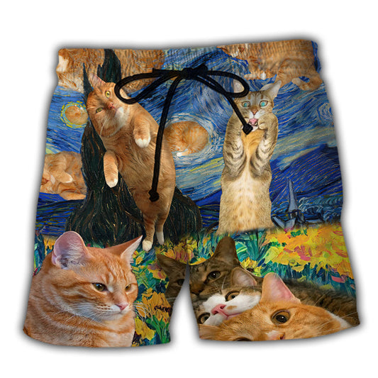 Dreamy Cat Starry Beach Shorts For Oceanfront Weekends And Thoughtful Gift Giving