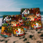 Christmas Cat Toy Train Beach Shorts Pattern Detail For Relaxed Weekends And Vacation Ready Style