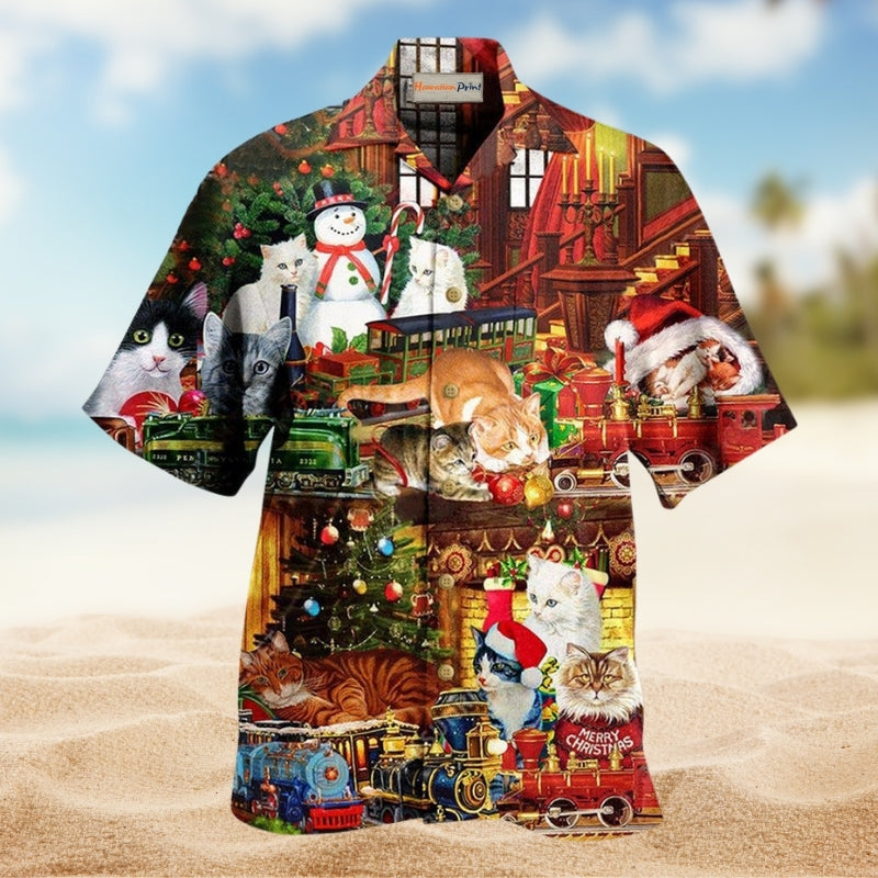 Cats With Toys Train Hawaiian Shirt For Island Getaways Beach Parties And Comfortable Vacation Style