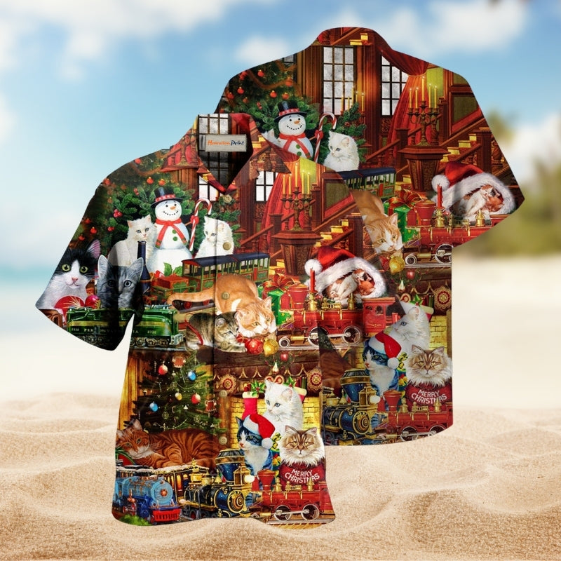 Cats With Toys Train Hawaiian Shirt For Island Getaways Beach Parties And Comfortable Vacation Style