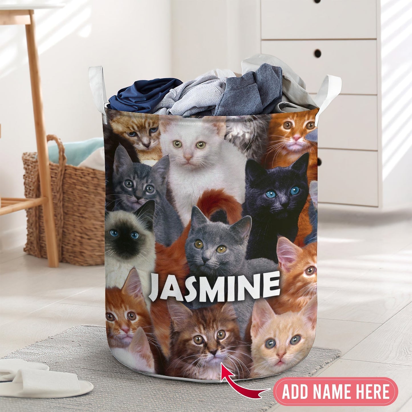 Lovely Cat Little Kitten Laundry Basket For Bathroom Bedroom Storage