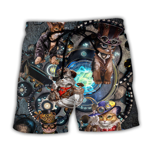 Cat Mechanic Beach Shorts For Poolside Relaxation And Easy Warm Weather Wear