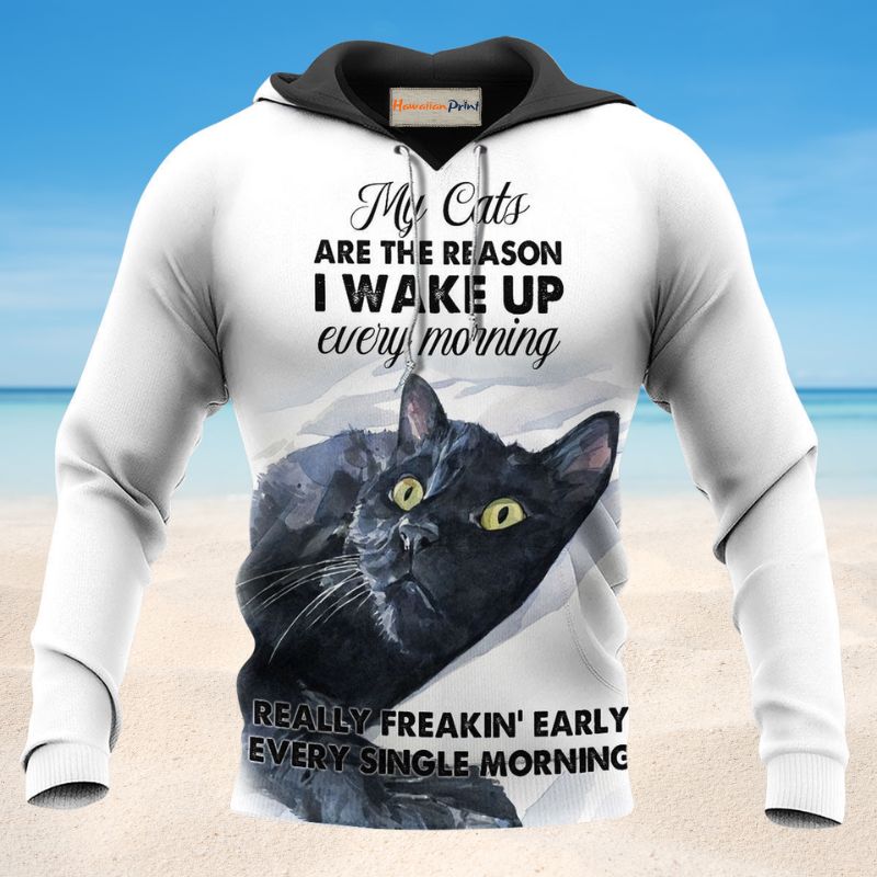 Funny Cats Wake Up Hoodie For Relaxed Streetwear Weekend Travel And Everyday Style