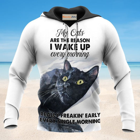 Funny Cats Wake Up Hoodie For Relaxed Streetwear Weekend Travel And Everyday Style